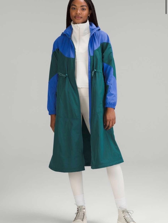 lululemon athletica Jackets & Blazers - Lululemon Evergreen Full Zip Long Jacket Size 6 Green Jasper Wild Indigo Coat